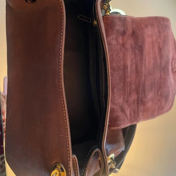 Leather and suede handbag - Picture 4 of 5